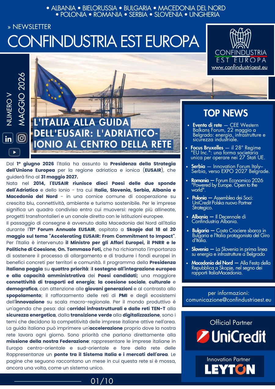 La newsletter di Confindustria Est Europa